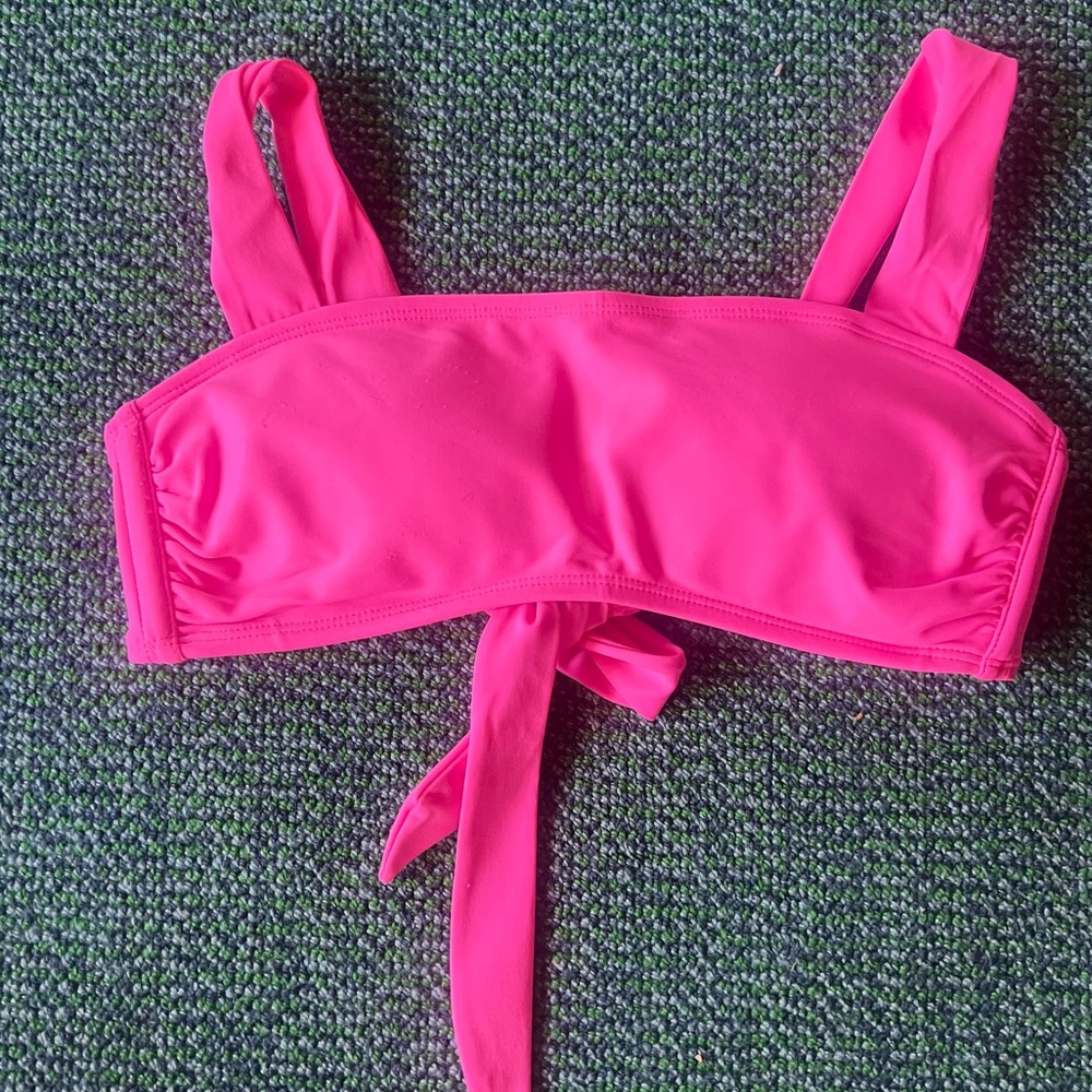 Pink Square Neck Bikini Top
